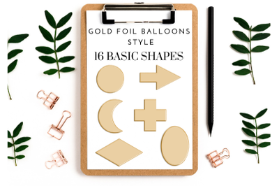 Basic Shape Silhouette, Gold Foil Shapes Designs