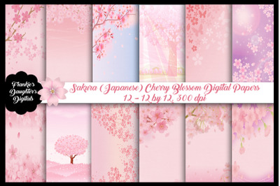 Sakura Japanese Cherry Blossom Digital Papers