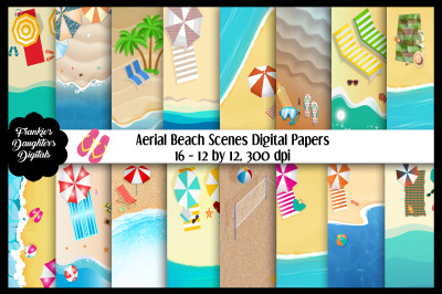 Overhead Aerial Beach Scenes Digital Papers