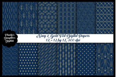 Navy and Gold Foil Digital Papers