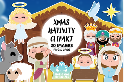 Christmas Nativity Clipart, Instant Download Vector Art