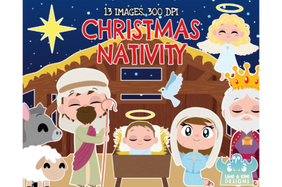 Christmas Nativity Clipart&2C; Instant Download Vector Art