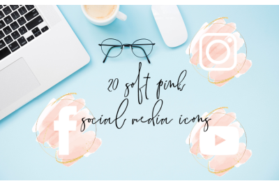 Pink Social Media Icons, Round Pink Social Icons