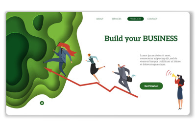 Business start landing. Build your business modern startup concept, in