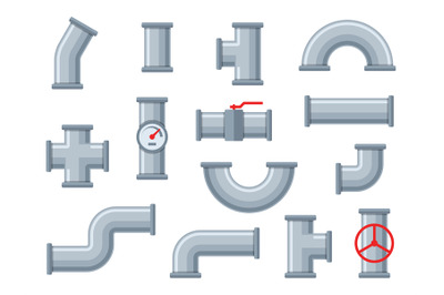 Flat water pipes. Different types of plastic piping tube with sewage f