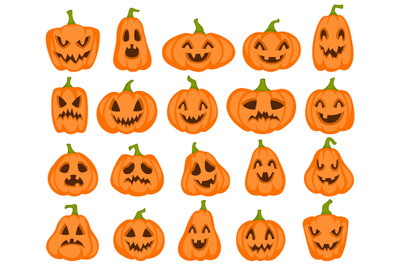 Halloween pumpkins. Orange pumpkin with jack lantern characters. Spook