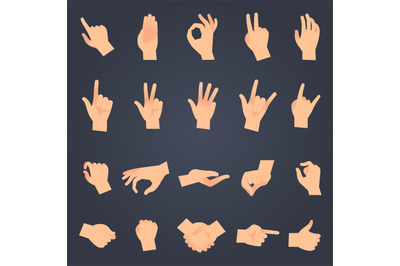 Hand position set. female or male hands holding gesture opening someth