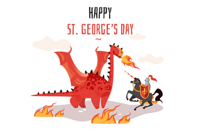 Georges day. Cartoon tradition happy saint george s green card with dr