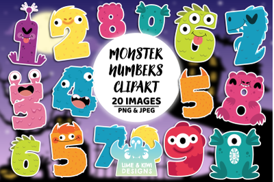 Monster Numbers Clipart, Instant Download Vector Art