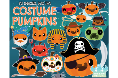 Costume Pumpkins Clipart - Lime and Kiwi Designs