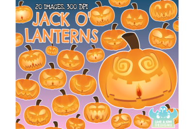 Jack O&#039; Lanterns Clipart - Lime and Kiwi Designs