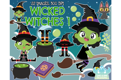 Wicked Witches 1 Clipart - Lime and Kiwi Designs