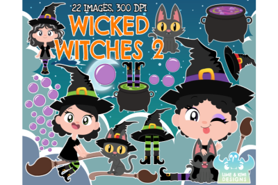 Wicked Witches 2 Clipart - Lime and Kiwi Designs