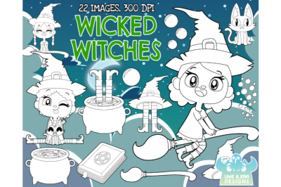 Wicked Witches Digital Stamps - Lime and Kiwi Designs