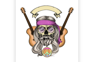 1 Hippie skull with hair