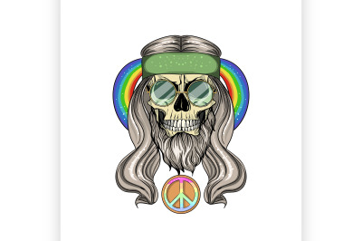 3 Hippie skull with hair