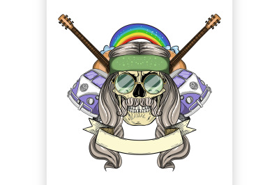 5 Hippie skull with hair