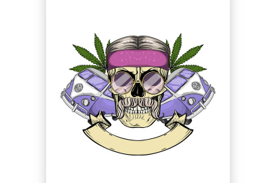 7 Hippie skull with hair