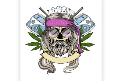 8 Hippie skull with hair