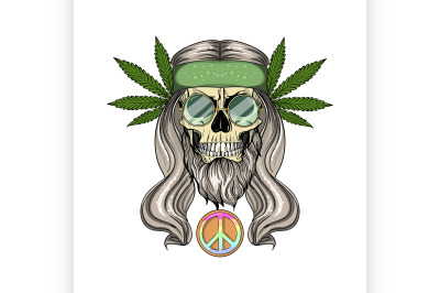 9 Hippie skull with hair