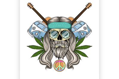 10 Hippie skull with hair