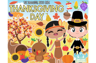 Thanksgiving Day Clipart - Lime and Kiwi Designs