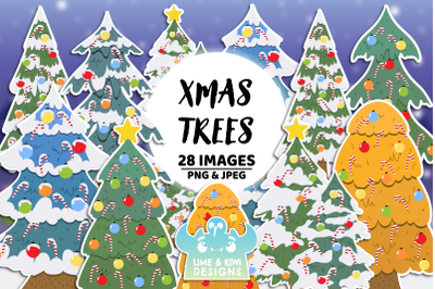 Christmas Trees Clipart, Instant Download Vector Art