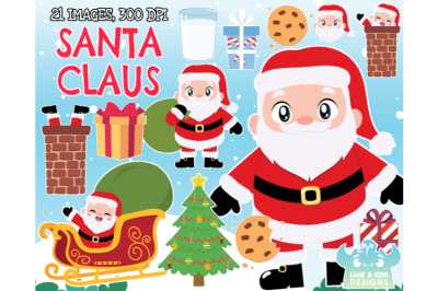 Santa Claus Clipart, Instant Download Vector Art, Commercial