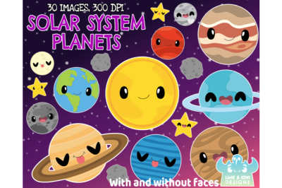 Solar System Planets Clipart, Instant Download Vector Art