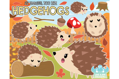 Hedgehogs Clipart - Lime and Kiwi Designs