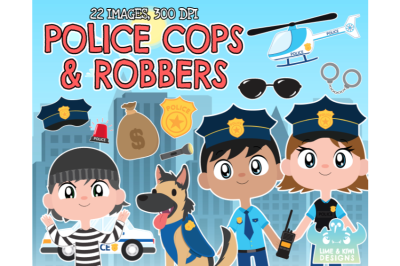 Police Cops and Robbers Clipart - Lime and Kiwi Designs