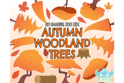 Autumn Woodland Trees Clipart - Lime and Kiwi Designs