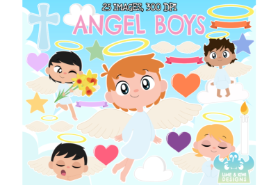 Angel Boys Clipart, Instant Download Vector Art