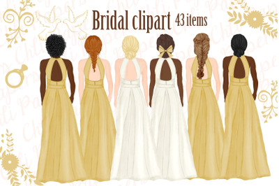 Bride and Bridesmaids clipart,Wedding clipart,Bridal clipart