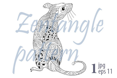 Zentangle stylized rat. Hand Drawn lace vector illustration