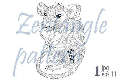 Zentangle stylized rat. Hand Drawn lace vector illustration