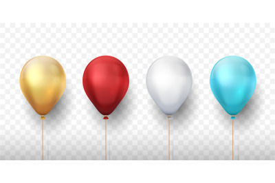 Realistic balloons. 3D holiday party elements for invitation cards and