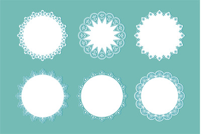 Lace doily. Traditional round table decoration ornamental elements, vi