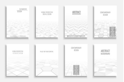 White abstract futuristic posters