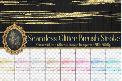 16 Seamless Glitter Brush Stroke Transparent Overlay Images