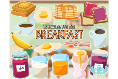 Breakfast Clipart - Lime and Kiwi Designs
