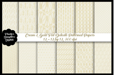 Cream and Gold Foil Delicate Patterned Papers