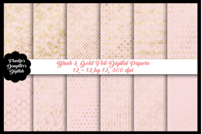 Blush and Gold Foil Digital Papers