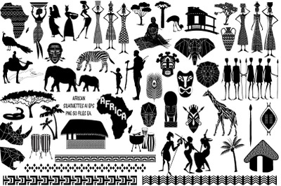 African Silhouettes AI EPS PNG