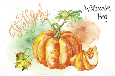 Thanksgiving day. Set of watercolor clipart.