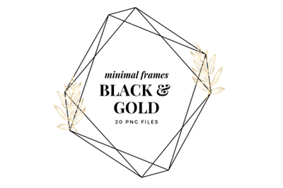 Minimal Geometric Frames, Gold Frames Clipart, Frames &amp; gold flower
