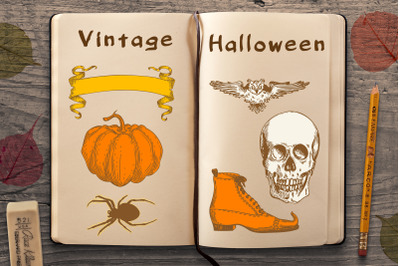 Vintage Vector Halloween Kit