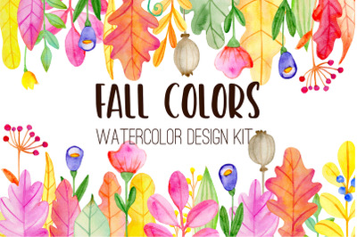 Fall Colors Watercolor Design Kit