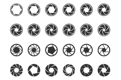 Camera lens diaphragm. Photo lenses aperture, cameras shutter silhouet