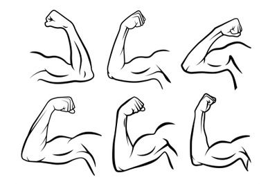 Powerful hand muscle. Strong arm muscles, hard biceps and hands streng